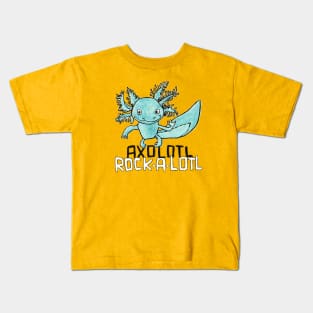 Funny Axolotl Pun, Rock Music, Rock a lotl, Axolotl Kids T-Shirt